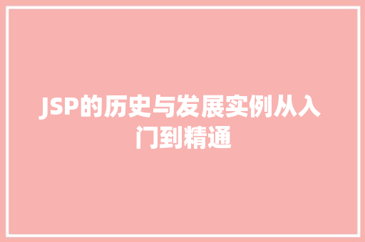 JSP的历史与发展实例从入门到精通